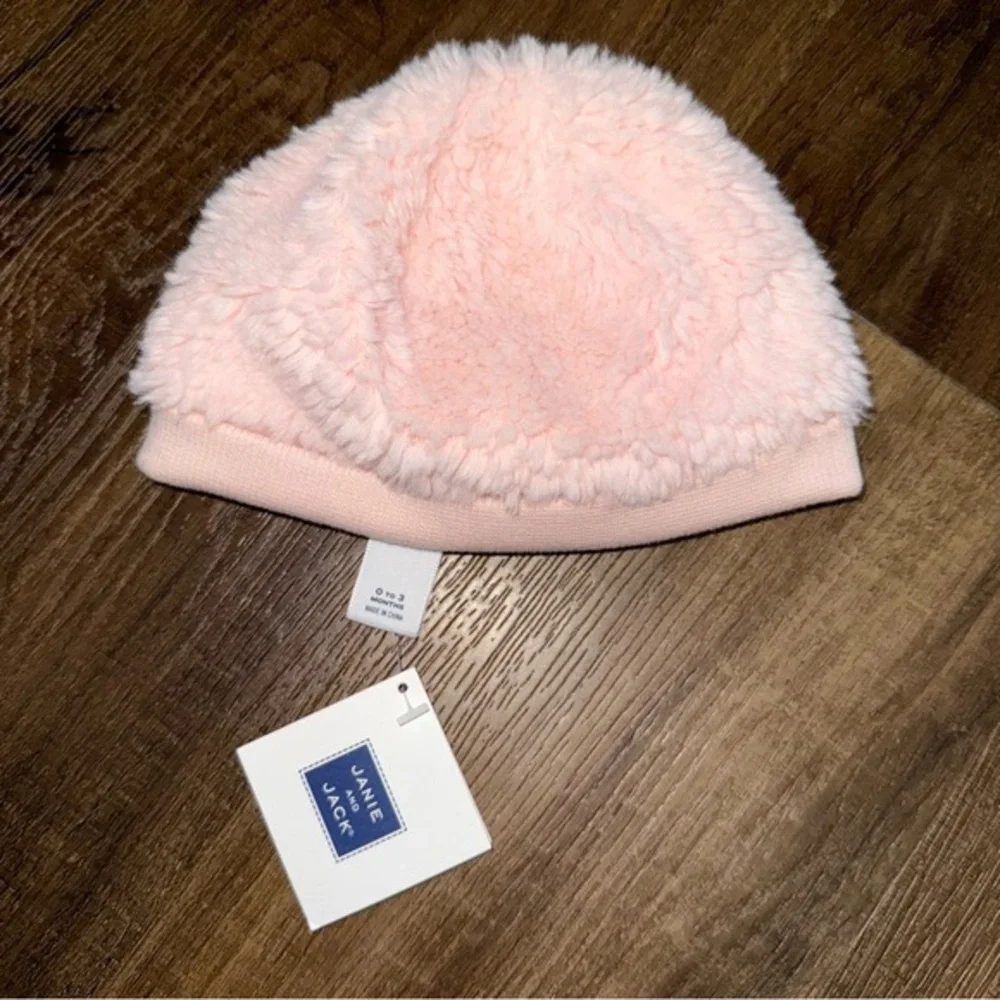 NWT Janie and Jack Baby Girls Pink Sherpa Winter Hat